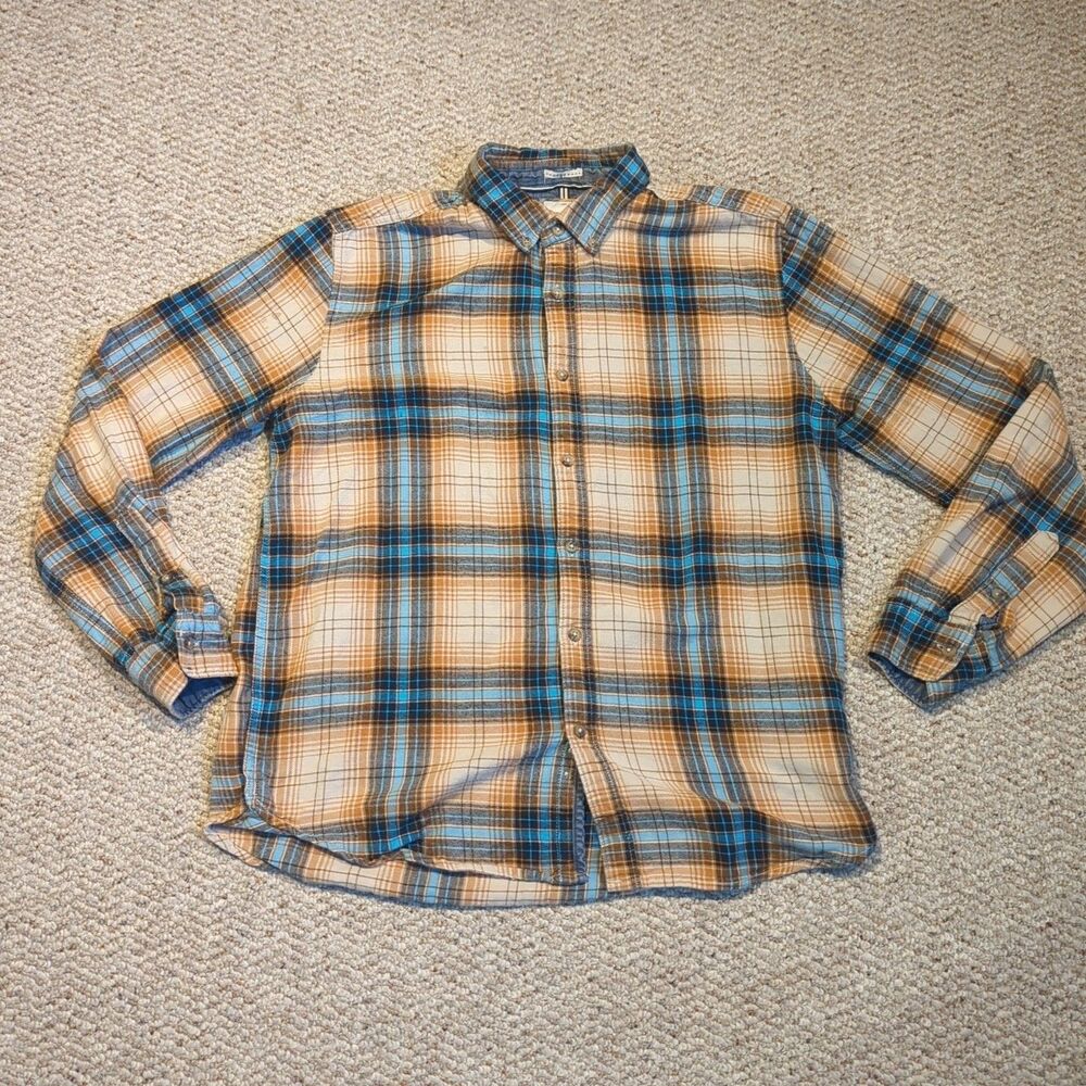 Denim & Flower Flannel Shirt Womens XL Button Up Slim Fit Grunge 90s